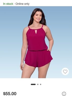 Aqua Green Magenta Blouson One-Piece Swim Romper